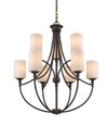 Multi-Tier 9 Light LED Chandelier Bronze/White Opal Glass by Mirage Lighting Lighting