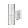 Society 2-Light 10" Satin Silver Up Down Outdoor Wall Mount By Mirage Lighting