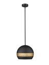 P562-12BKGL, 1-Light 12" Black and Gold Pendant By Mirage Lighting