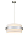 Duet 20" White and Brushed Nickel 3 Light Pendant by MIrage Lighting