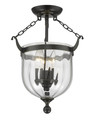 A photo of the Castle 3-Light Bronze Semi Flush Mount By Mirage Lighting