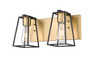 Open 2-Light Vanity Oxidized Aged Gold & Flat Black By Mirage Lighting