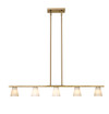 Ironstone 5 Light Oxidized Gold  & Carved Alabaster Stone Linear  Light by Modition