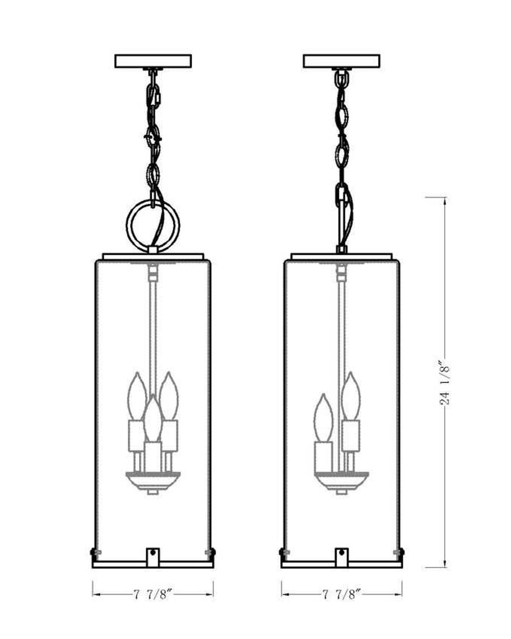 Sana 3 Light Outdoor Chain Mount Pendant by Z-Lite