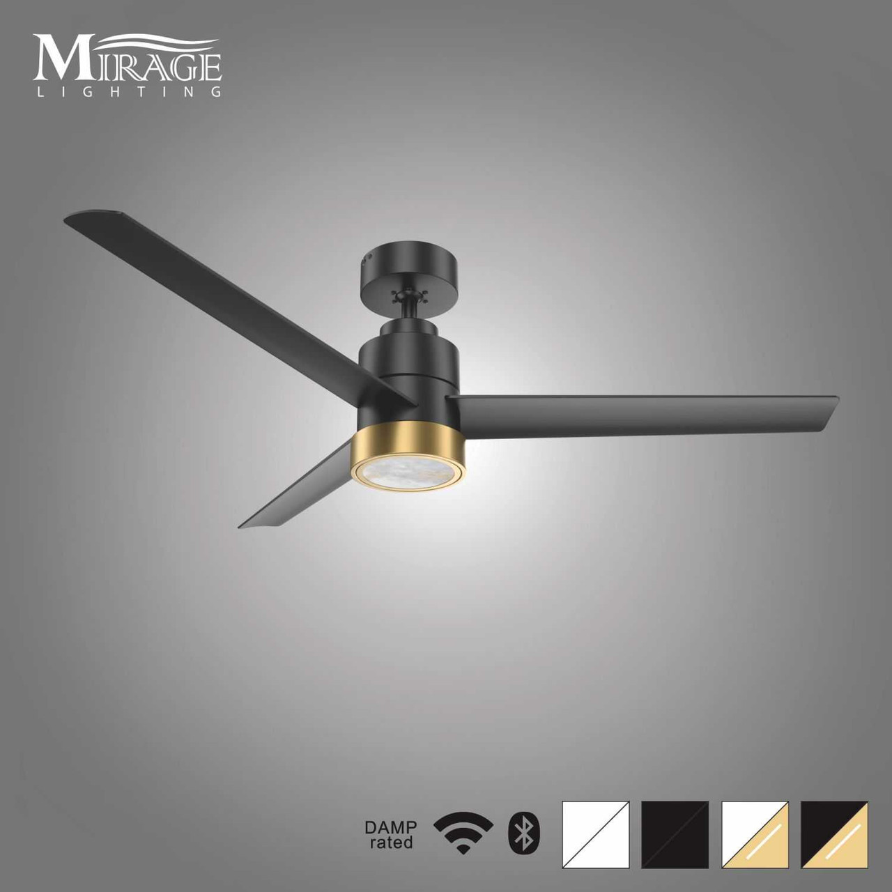 Versa 55" Smart Ceiling Fan with Alabaster Lens By Mirage Lighting Fans