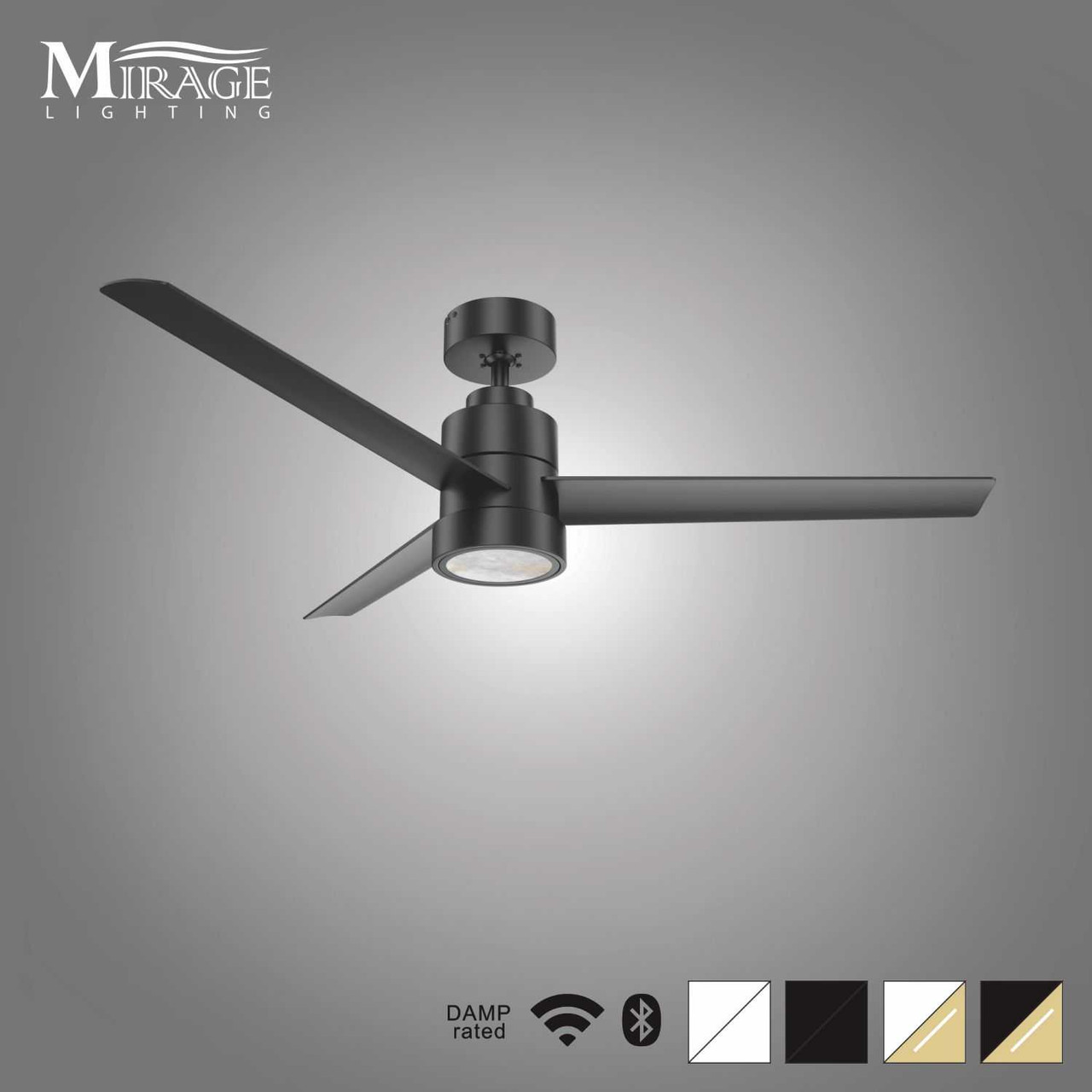 Versa 55" Smart Ceiling Fan with Alabaster Lens By Mirage Lighting Fans