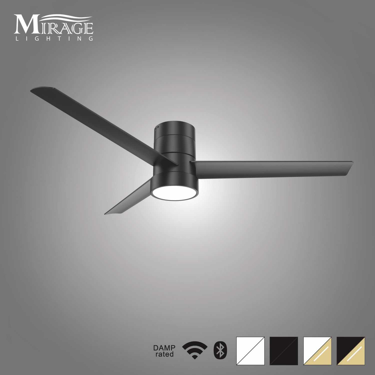 Versa 55" Smart Ceiling Fan with Alabaster Lens By Mirage Lighting Fans