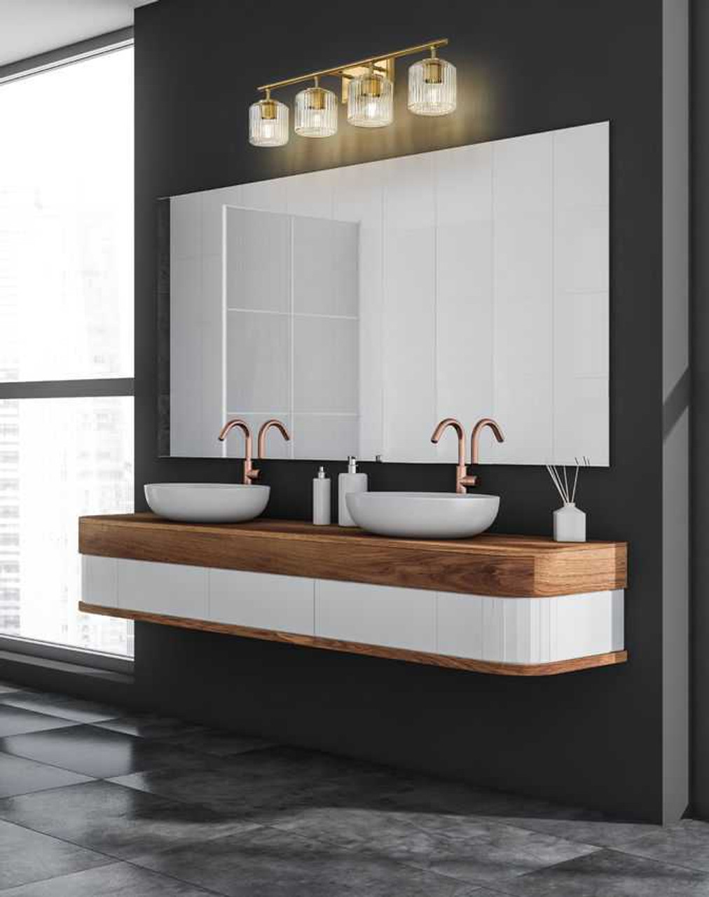 Landon 4 Light Vanity Ribbed Glass by Z-Lite