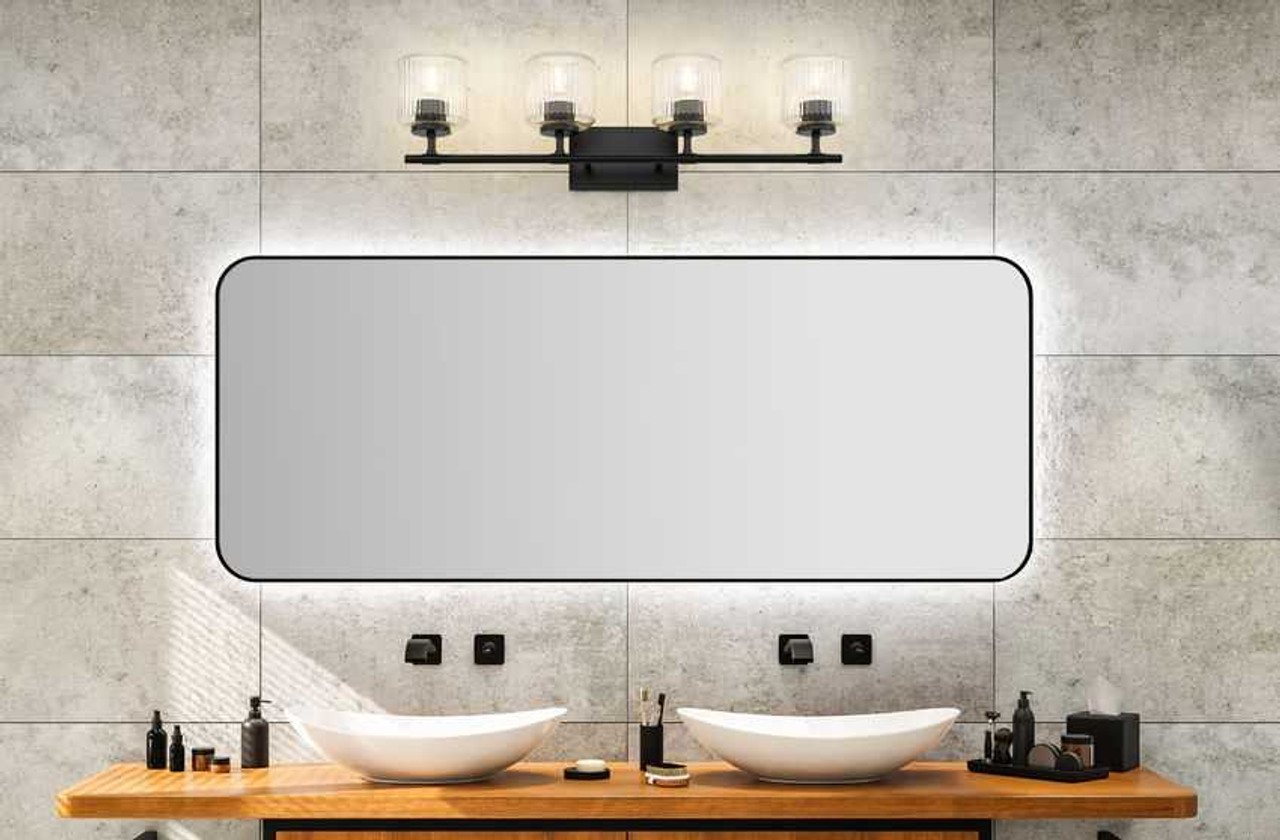 本格派ま！ Landon 4 Light Vanity Ribbed Glass by Z-Lite その他