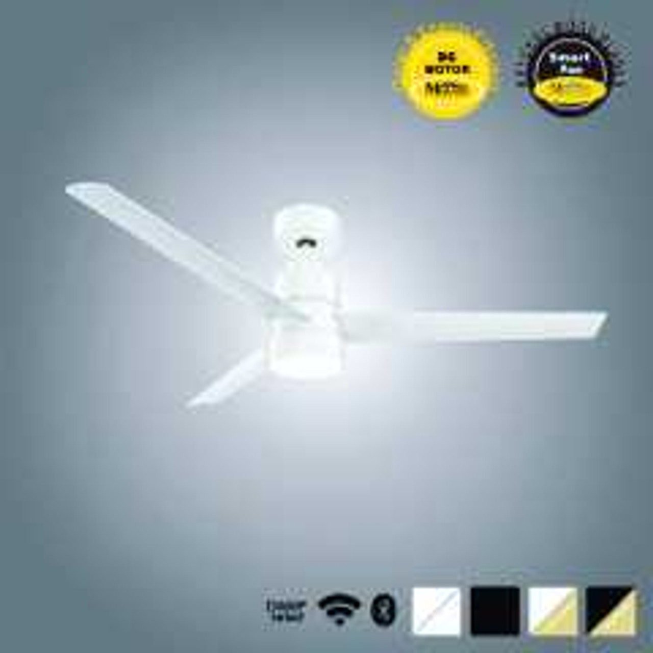 White Versa 55" Smart Ceiling Fan with Alabaster Lens By Mirage Lighting Fans