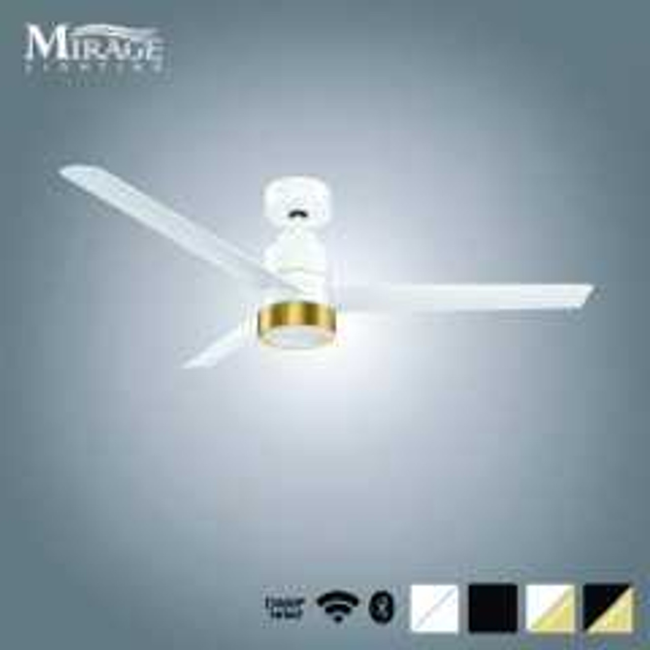 White Versa 55" Smart Ceiling Fan with Alabaster Lens By Mirage Lighting Fans
