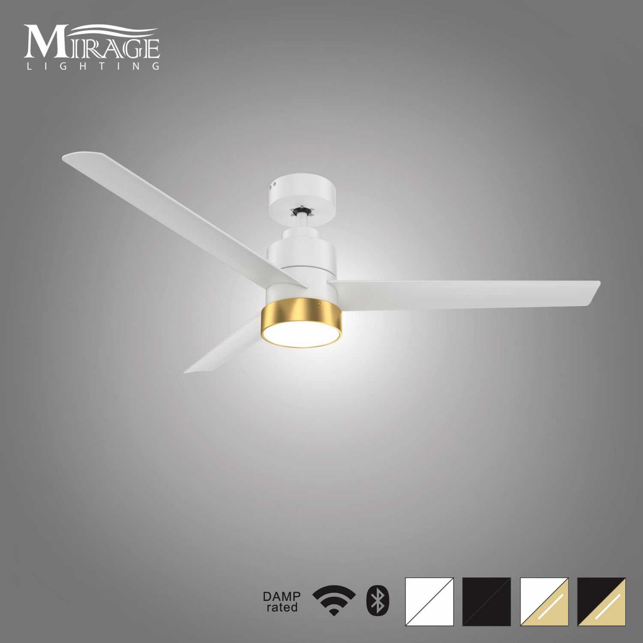 White Versa 55" Smart Ceiling Fan with Alabaster Lens By Mirage Lighting Fans