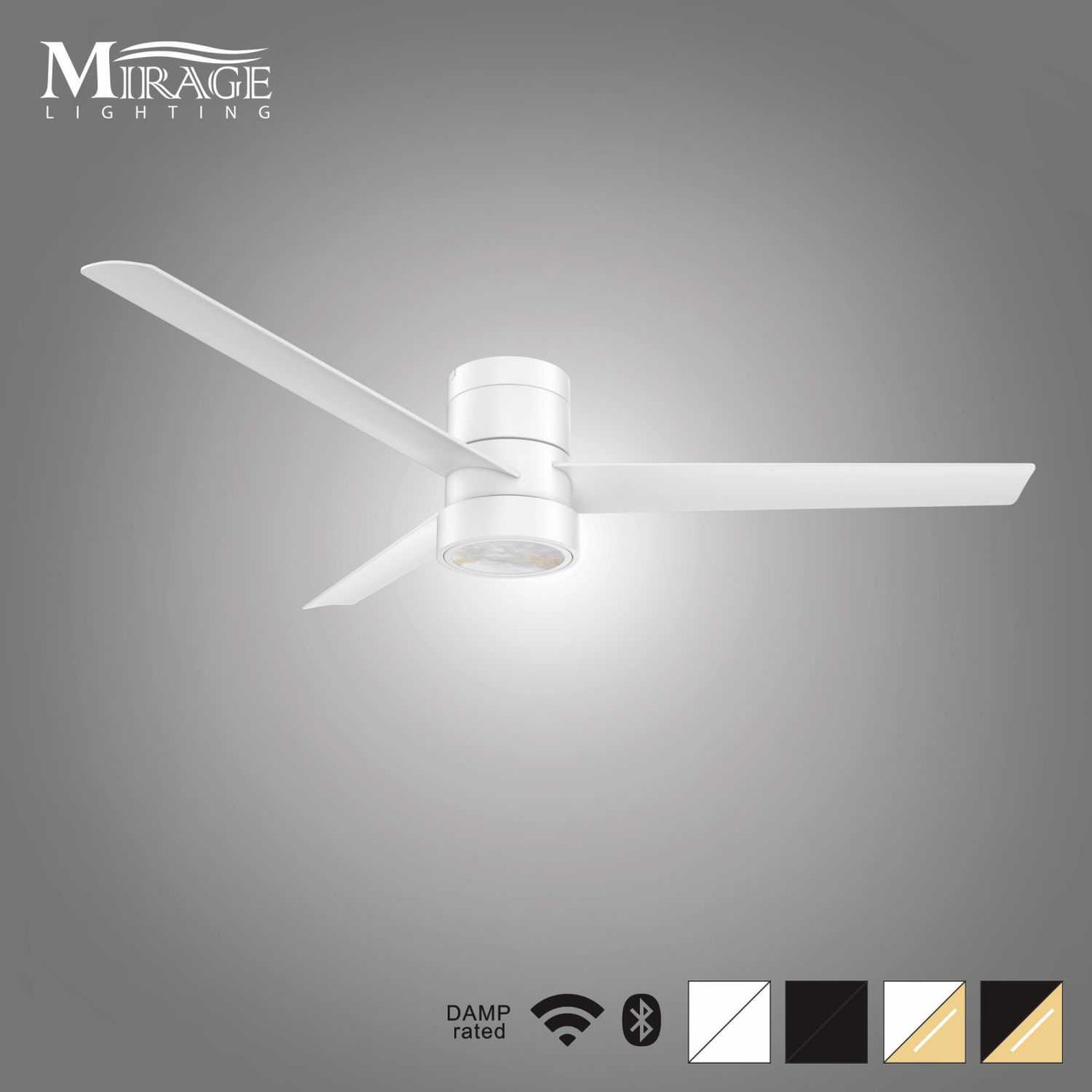 White Versa 55" Smart Ceiling Fan with Alabaster Lens By Mirage Lighting Fans