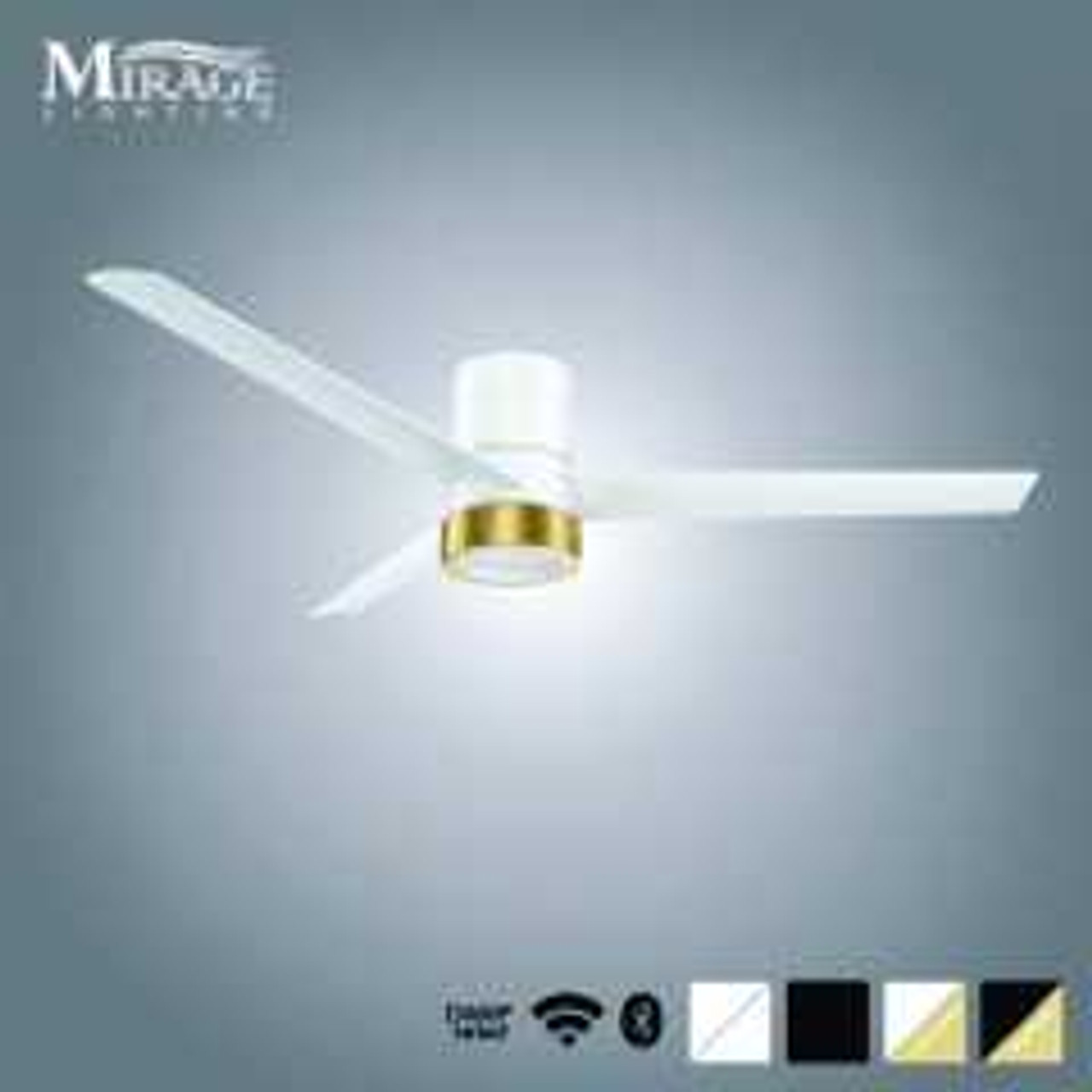 White Versa 55" Smart Ceiling Fan with Alabaster Lens By Mirage Lighting Fans
