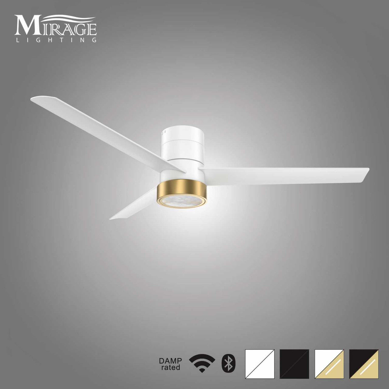 White Versa 55" Smart Ceiling Fan with Alabaster Lens By Mirage Lighting Fans
