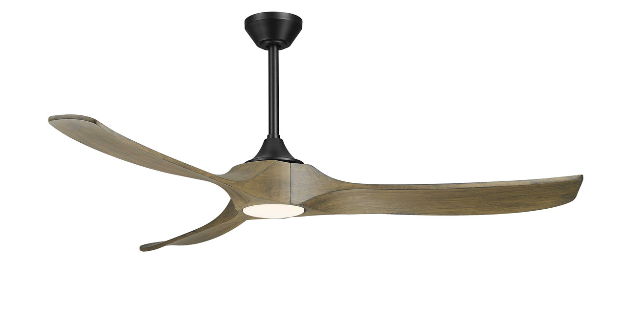 Woodern 60" Matte Black & Weathered Oak Smart Ceiling Fan By Mirage Fans
