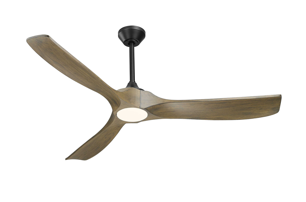Woodern 60" Matte Black & Weathered Oak Smart Ceiling Fan By Mirage Fans