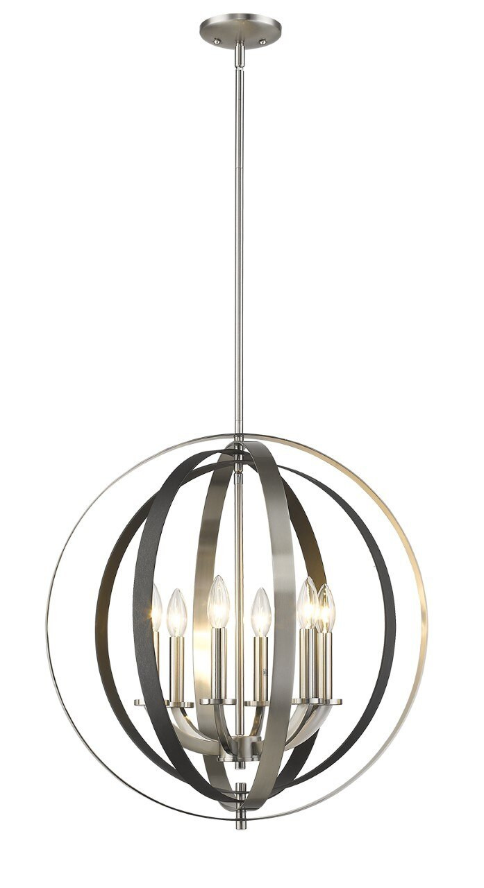 nickel globe chandelier