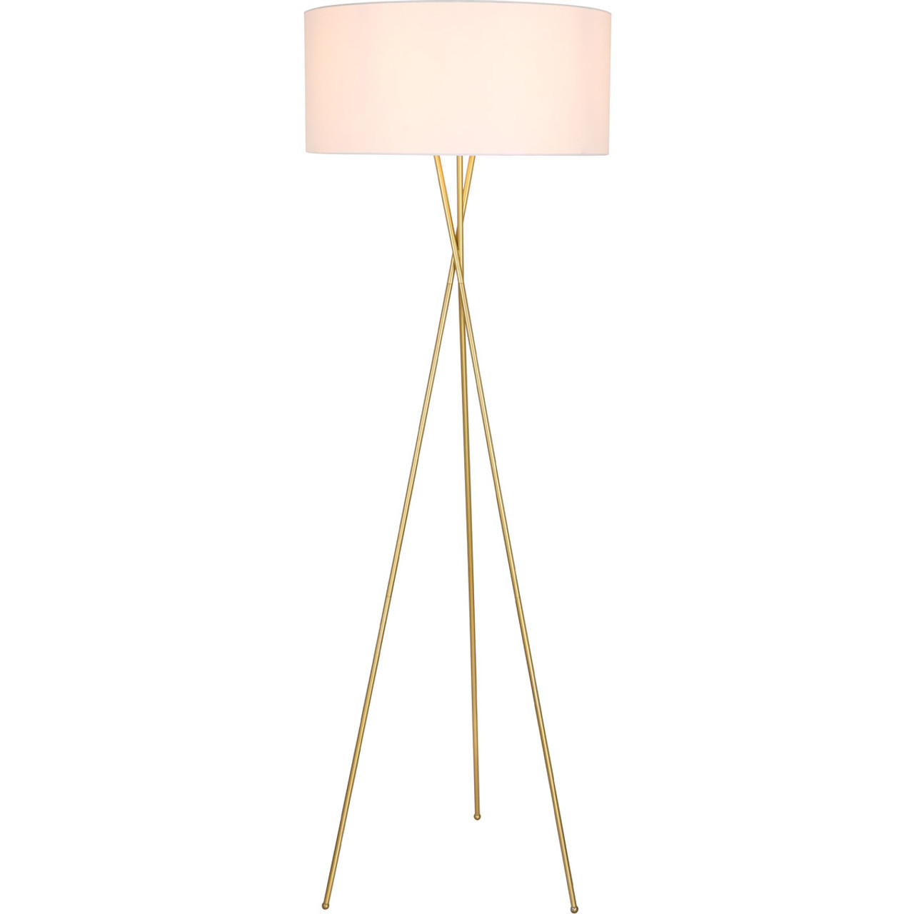 brass and white floor lamp