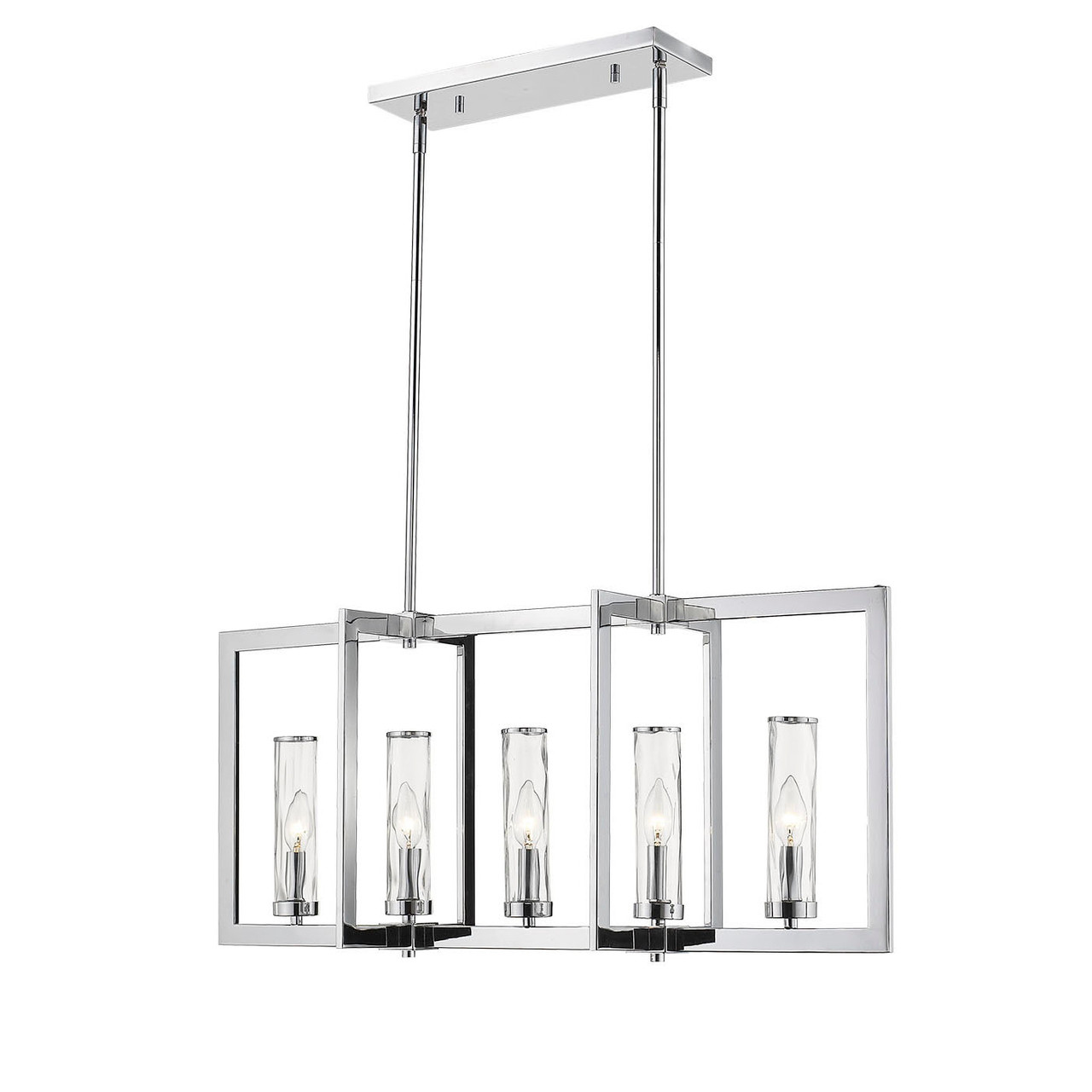 6978-5L, Glacier 5-Light Clear Water Glass Linear Pendant By Mirage Lighting 6978-5L, Glacier 5-Light Clear Water Glass Linear Pendant By Mirage Lighting