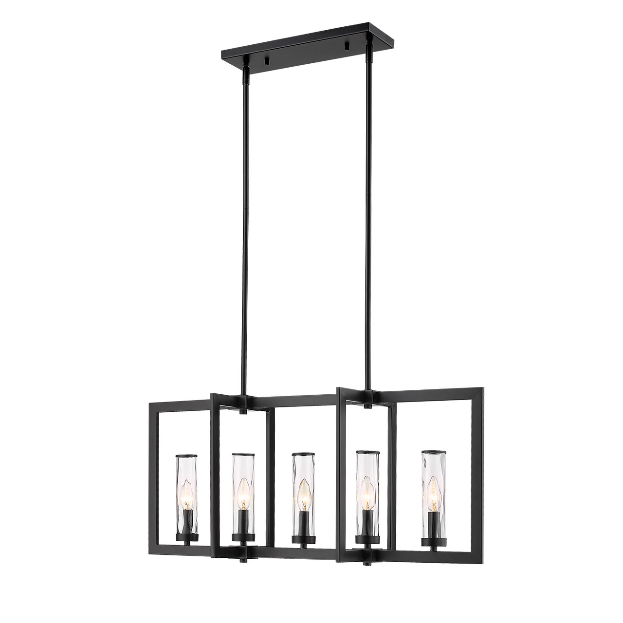 6978-5L, Glacier 5-Light Clear Water Glass Linear Pendant By Mirage Lighting 6978-5L, Glacier 5-Light Clear Water Glass Linear Pendant By Mirage Lighting
