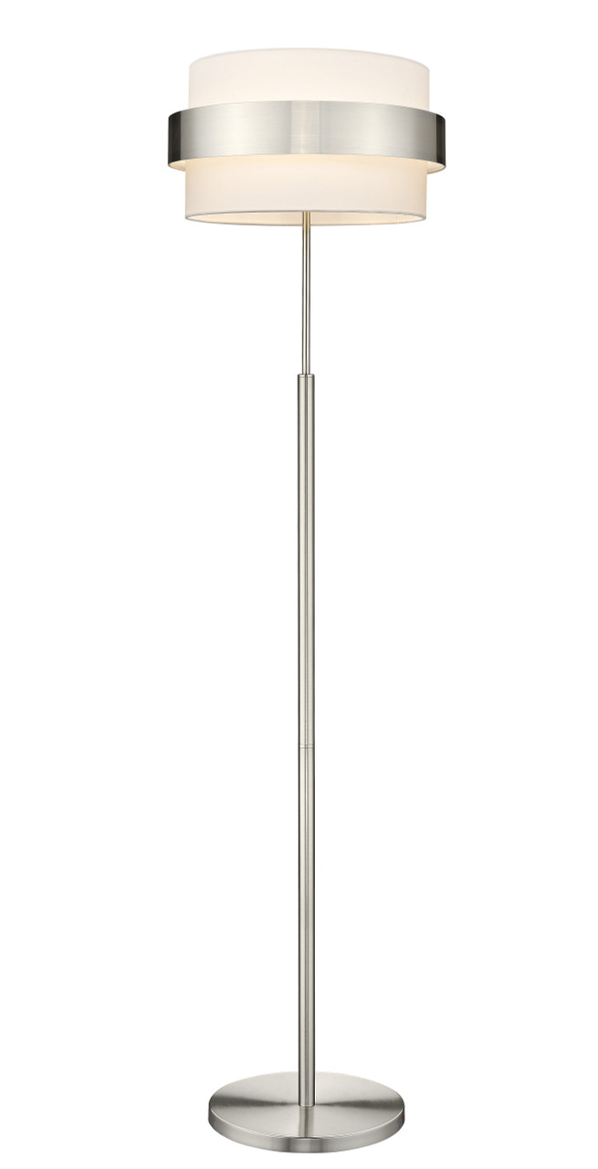 Duet 2-Light  White and Brushed Nickel Floor Lamp By Mirage Lighting