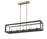 Lipa 5-Light Linear Pendant In Flat Black & Antique Gold By Mirage Lighting