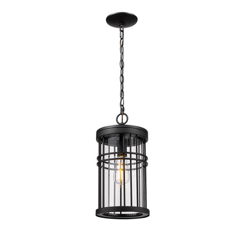 Sicily 1-Light Clear Glass Large Black Outdoor Hanging By Mirage Lighting