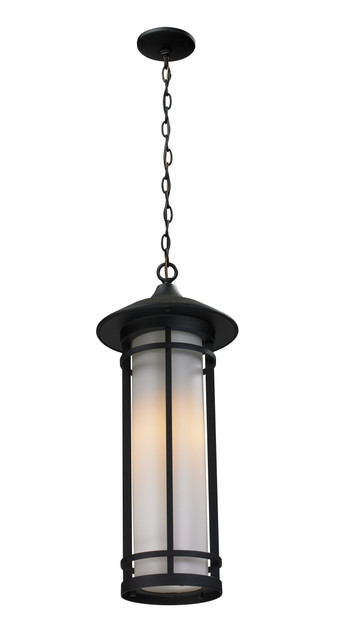 A photo of the Brunswick Black Hanging Outdoor Lantern By Mirage Lighting
