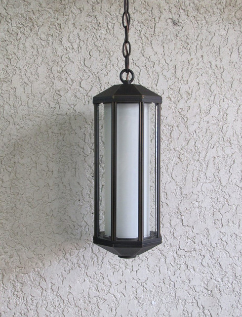 A photo of the Delon Outdoor Hanging Lantern By Mirage Lighting