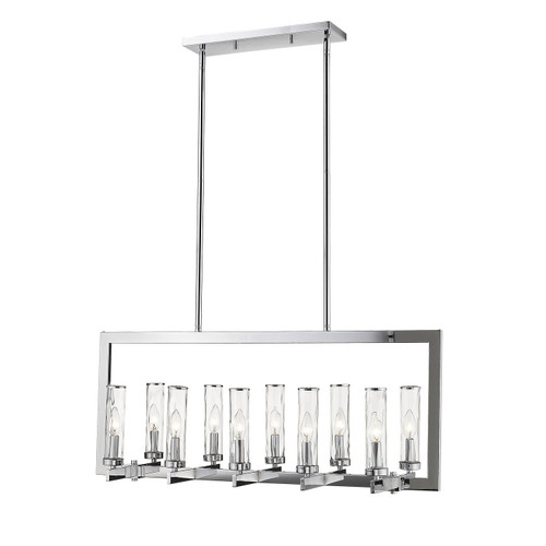 6978-10L-CH, Glacier 10-Light Clear Water Glass Linear Pendant By Mirage Lighting