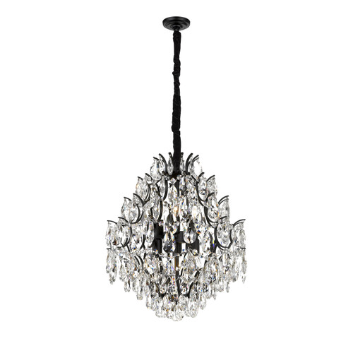 Charlotte 6 light Pendant Crystal Chandelier by Mirage with Flat Black Frame