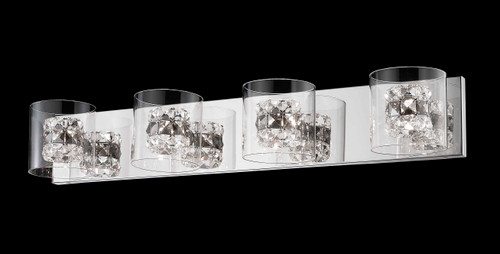 A photo of the Oomph 4-Light Smoked Crystal Vanity Light By Mirage Lighting