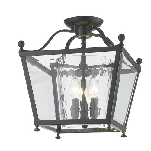 9011SF-BZO-HH, Louise 3-Light 14" Semi Flush Mount Lantern By Mirage Lighting