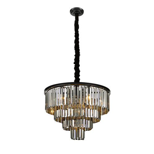 40017-12C-MBK, Morgan 12-Light Matte Black Crystal Chandelier By Modition Lighting