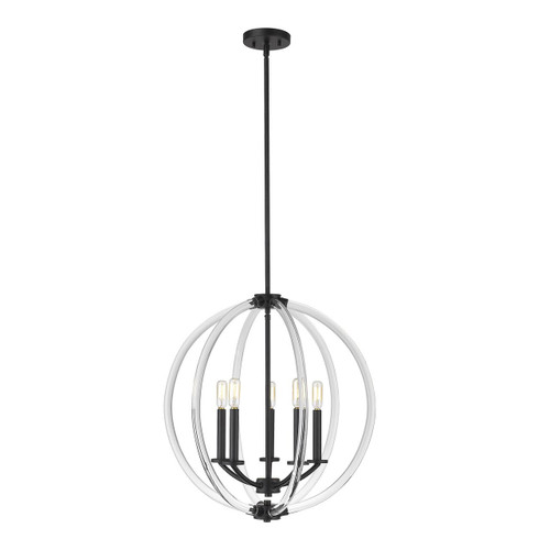 A photo of the Optic 5-Light Curved Glass Chandelier By Mirage Lighting