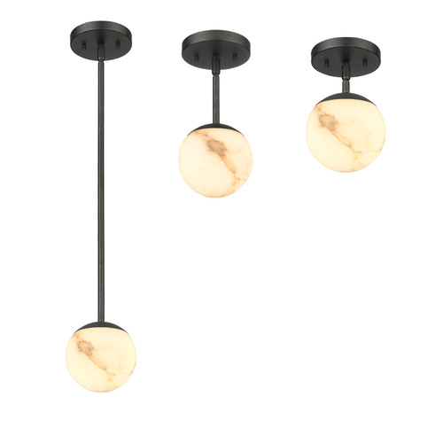 Amelia 1-Light Hand Carved Alabaster Mini-Pendant comes with multiple rods to adjust height