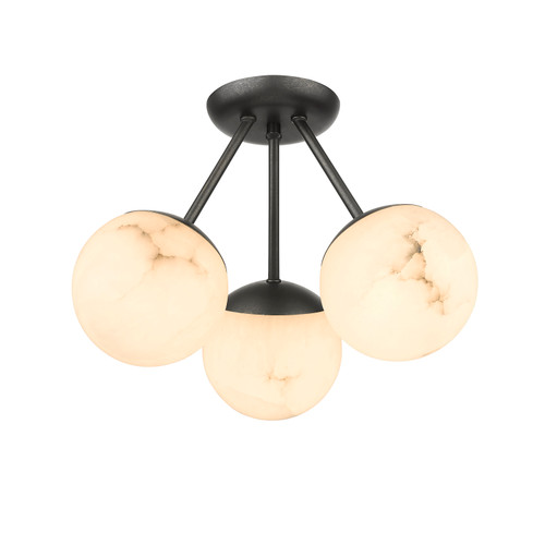 Amelia 3 Light Semi-Flush Alabaster Fixture by Modition