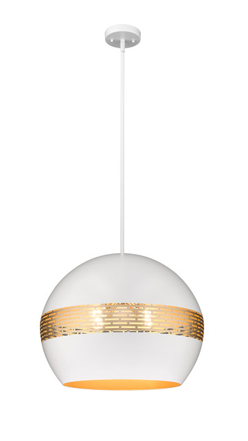 Cleo P562-20WHGL, 4-Light 20" White and Gold Pendant By Mirage Lighting
