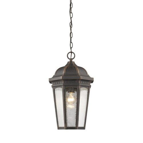 A photo of the Barrie Painted Rust Outdoor Large Hanging Lantern By Mirage Lighting
