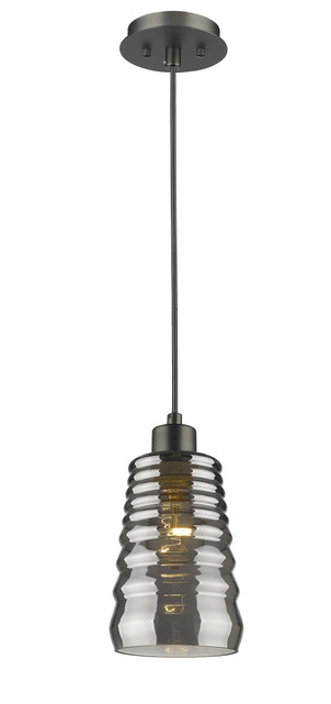 A photo of the Colson Smoked Glass Long Mini Pendant By Mirage Lighting