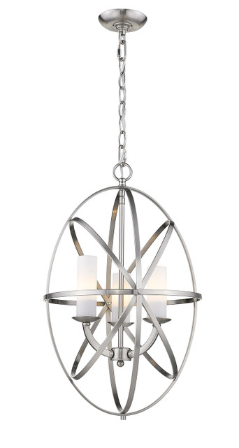 A photo of the Byron 3-Light Candle Styled Globe Chandelier By Mirage Lighting