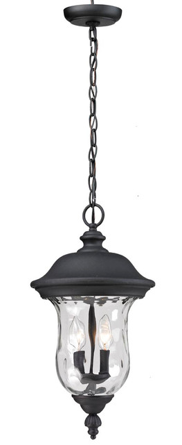 Onyx 2-Light Black Outdoor Medium Hanging Lantern By Mirage Lighting