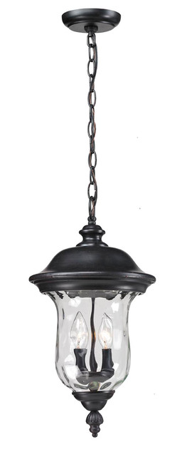 A photo of the Onyx 2-Light Bronze Outdoor Medium Hanging Lantern By Mirage Lighting