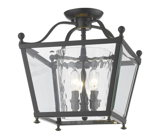 A photo of the Louise 3-Light Semi Flush Mount Lantern By Mirage Lighting