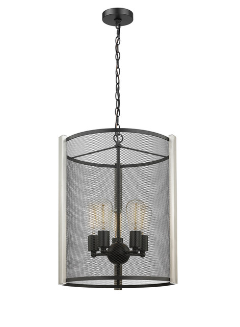 Five Light Multi-Finish Pendant by Mirage Lighting  P440-16BK-GD
Shown with  brushed nickel accent bars.