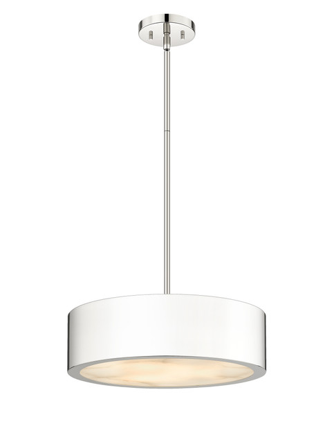 A photo of the Piston 3-Light Pendant Polished Nickel Spanish Alabaster Stone Diffuser By Modition