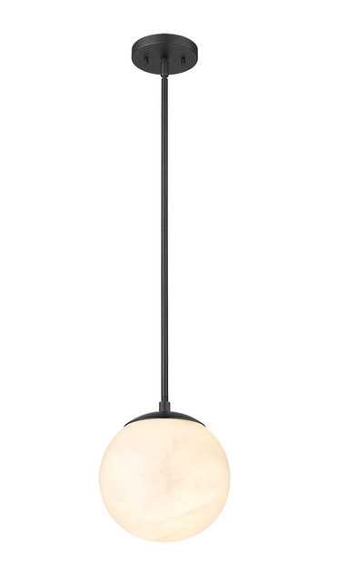 Moon  Titanium Dark 1-Light Hand Carved Alabaster Pendant By Modition Lighting