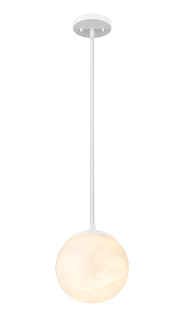 Moon White 1-Light Hand Carved Alabaster Pendant By Modition Lighting