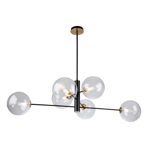 Aurelia 6 Light Chandelier Matte Black + Brass by Artcraft